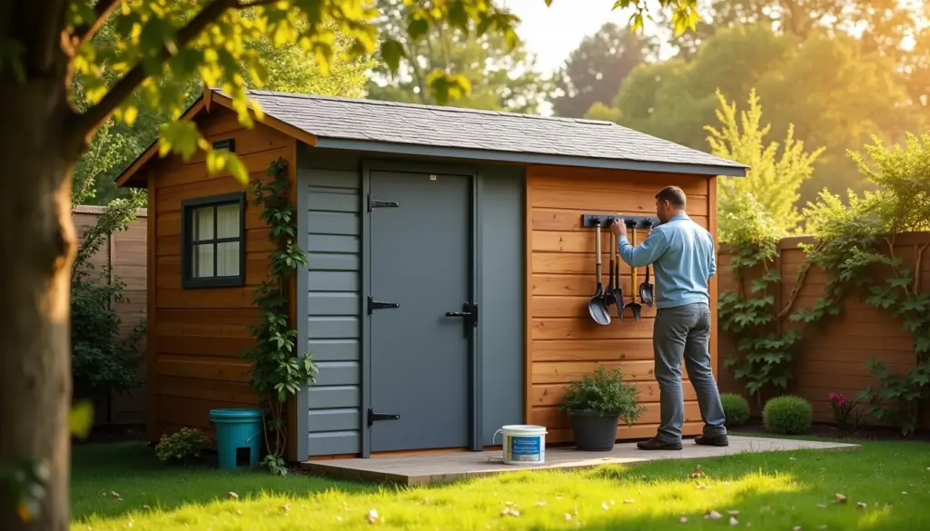 man getting ready to do shed maintenance